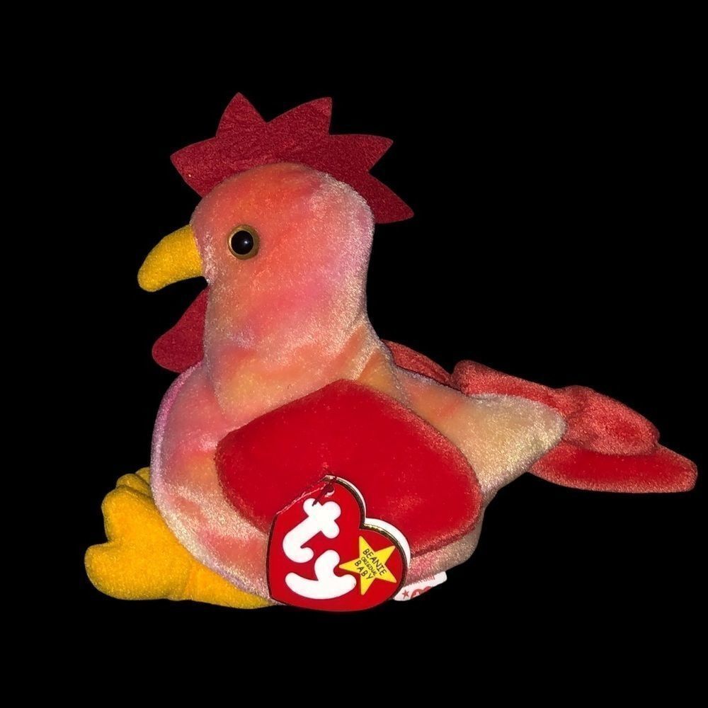 Strut the Beanie Baby Rooster with tags in place